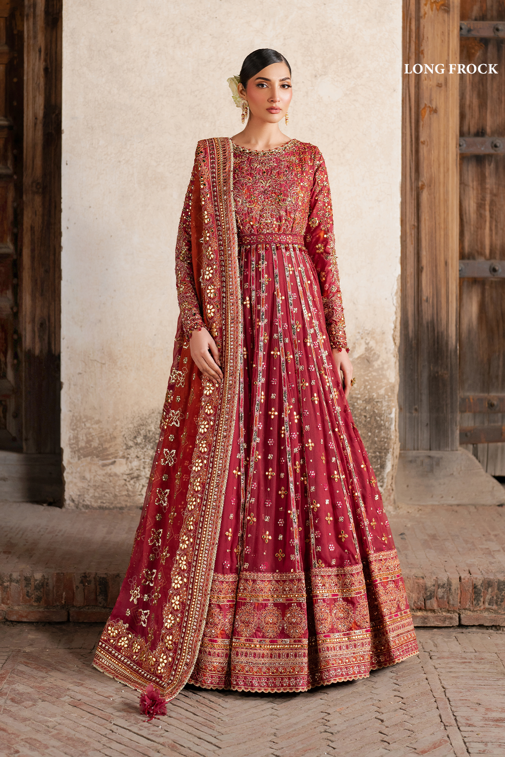 ILC-07 Embroidered Printed Silk (frock) Main image