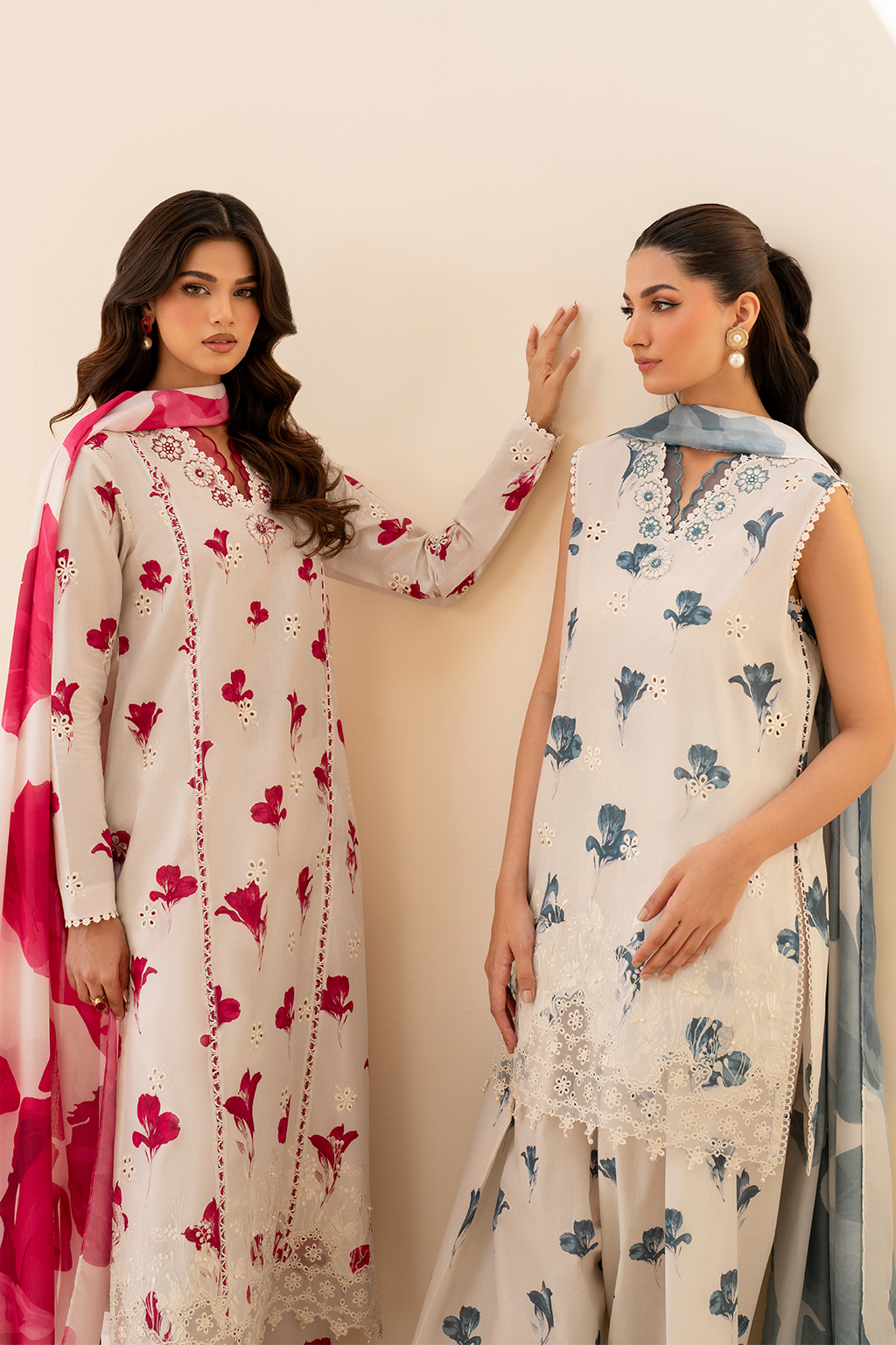 UE-443 Borer Embroidered Printed Lawn - Iznik