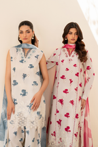 UE-443 Borer Embroidered Printed Lawn - Iznik