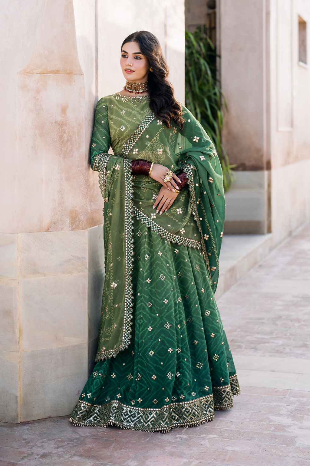 UE-328 Embroidered Chiffon (Choli with Lehnga)