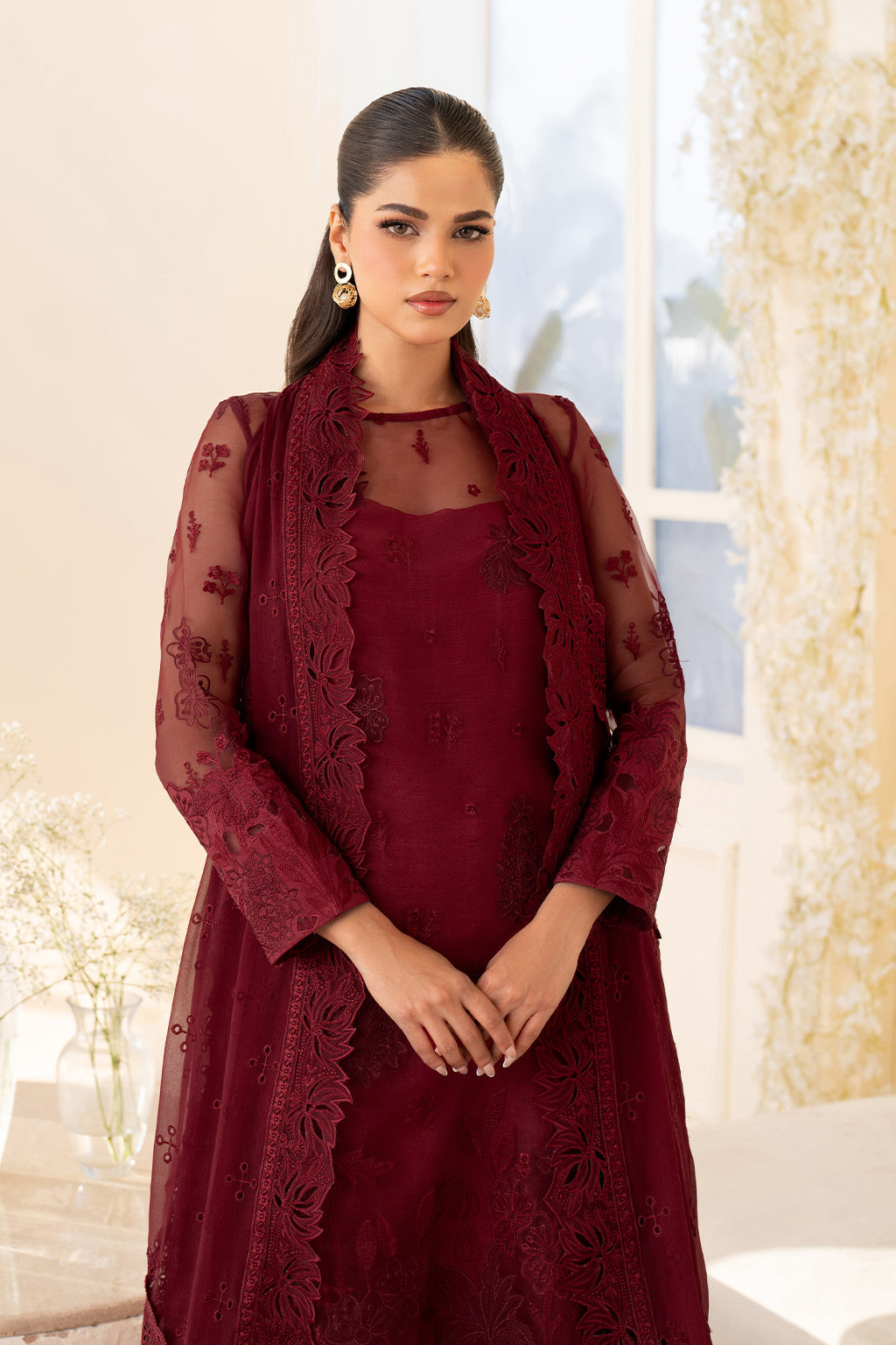 UE-438 Embroidered Pure Organza - Iznik