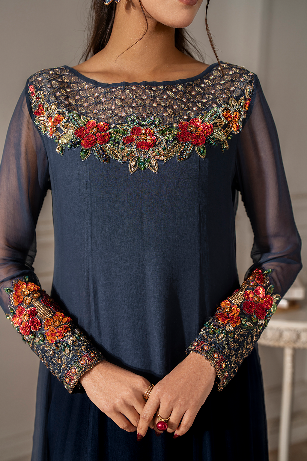 UE-412 Embroidered Chiffon Secondary image
