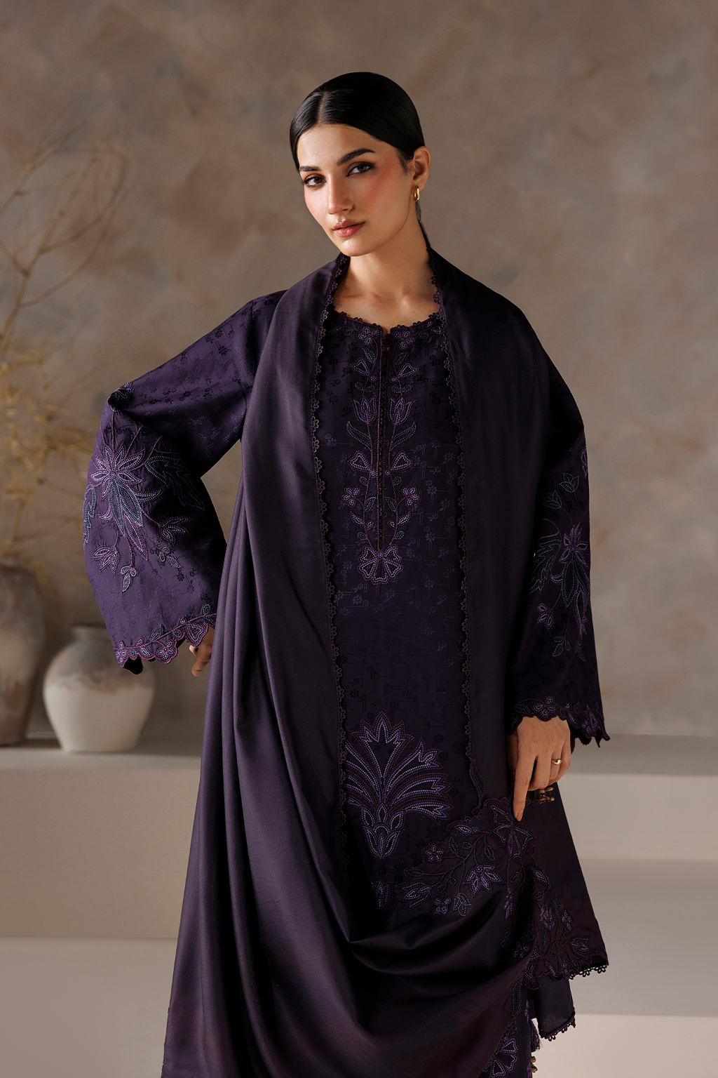 UE-744 Embroidered  Viscose Jacquard