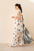 UE-442 Borer Embroidered Printed Lawn - Iznik