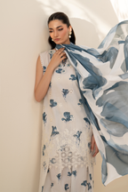 UE-442 Borer Embroidered Printed Lawn - Iznik