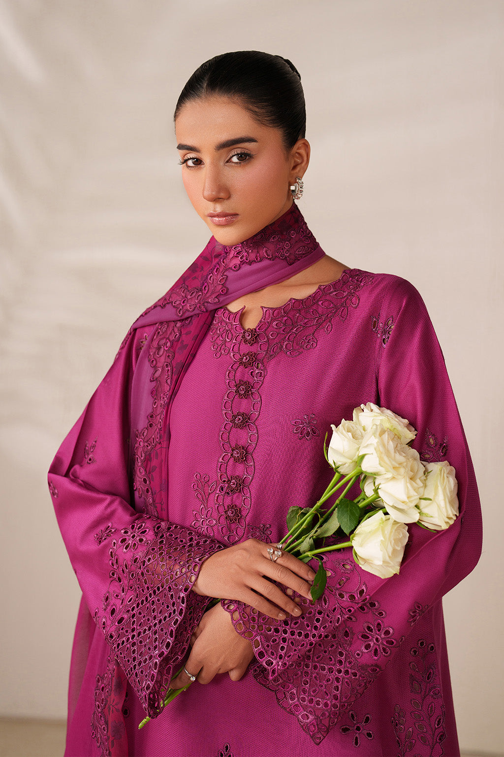 UE-593 Embroidered Textured Lawn Secondary image