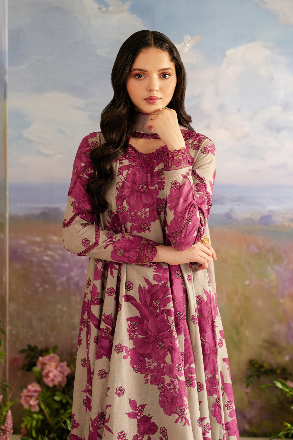 UE-457  Embroidered Printed Lawn - Iznik