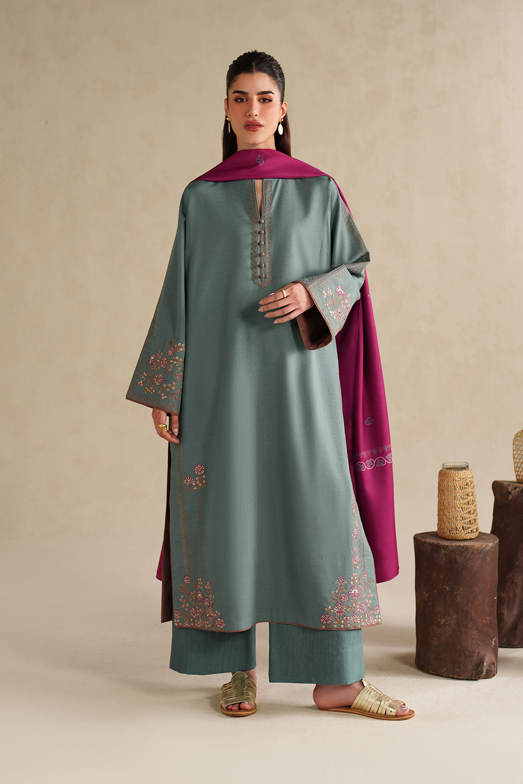 UE-589 Embroidered Khaddar Main image