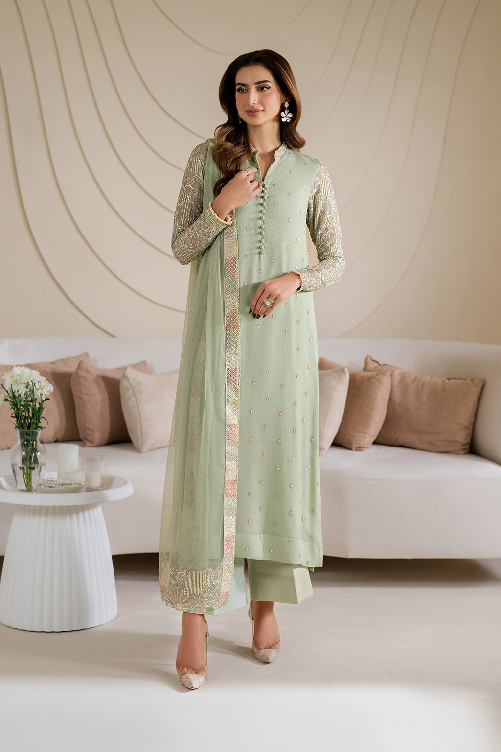 CC-52 Embroidered Chiffon - Iznik