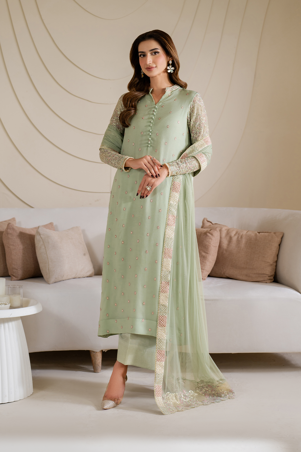 CC-52 Embroidered Chiffon - Iznik