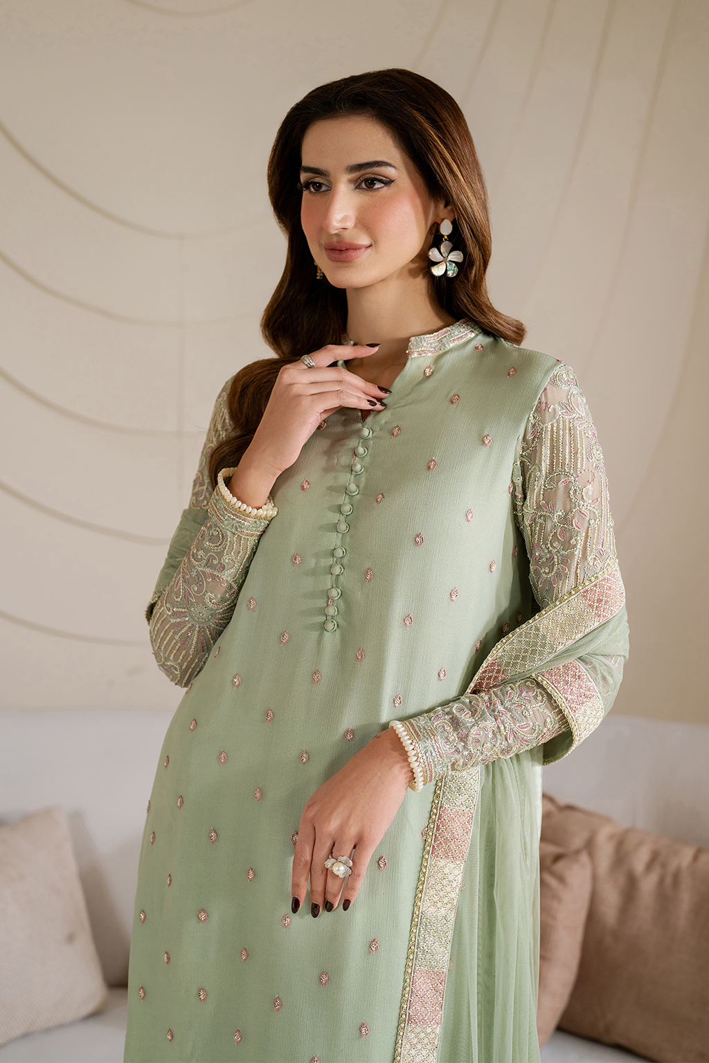 CC-52 Embroidered Chiffon - Iznik