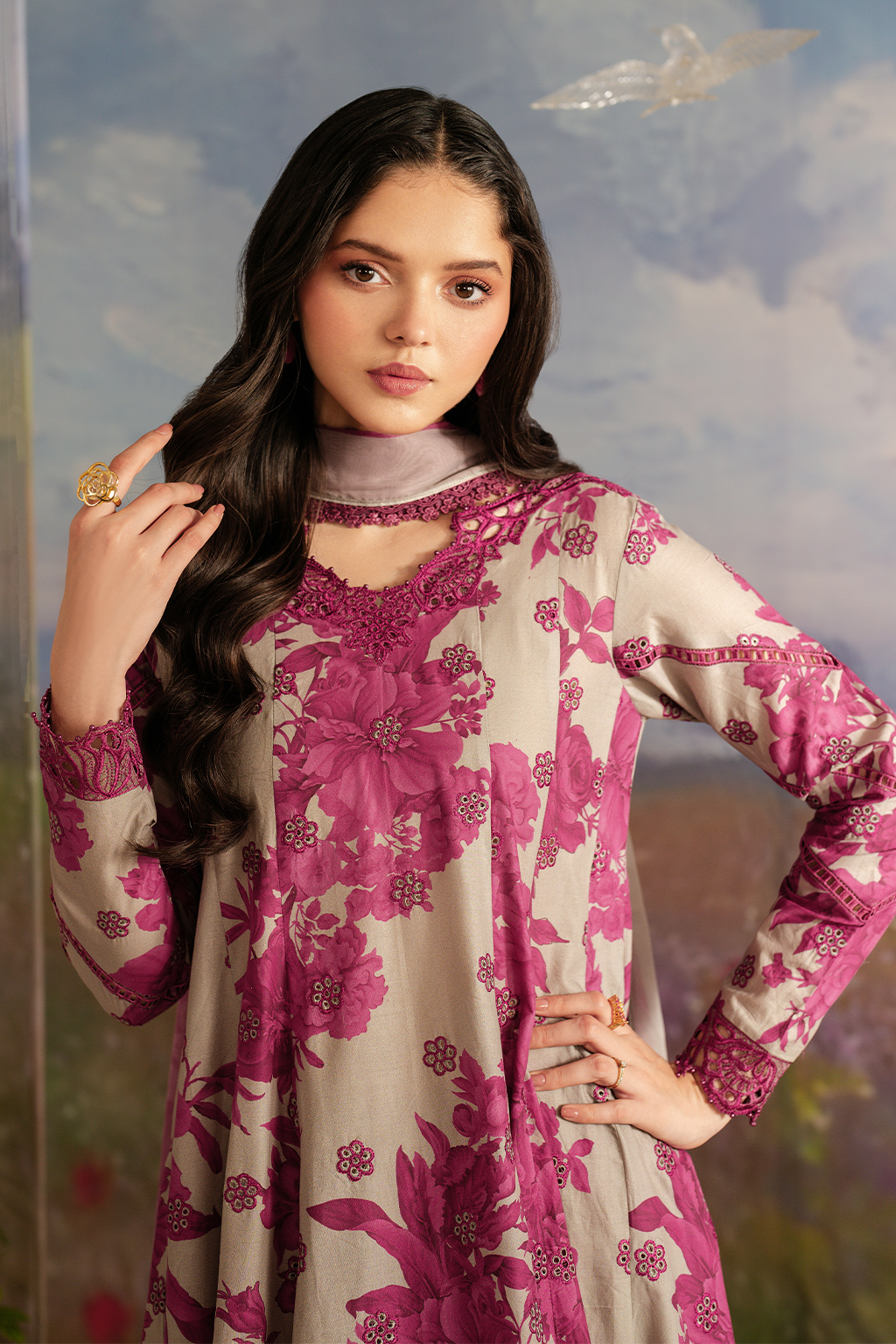 UE-457  Embroidered Printed Lawn - Iznik