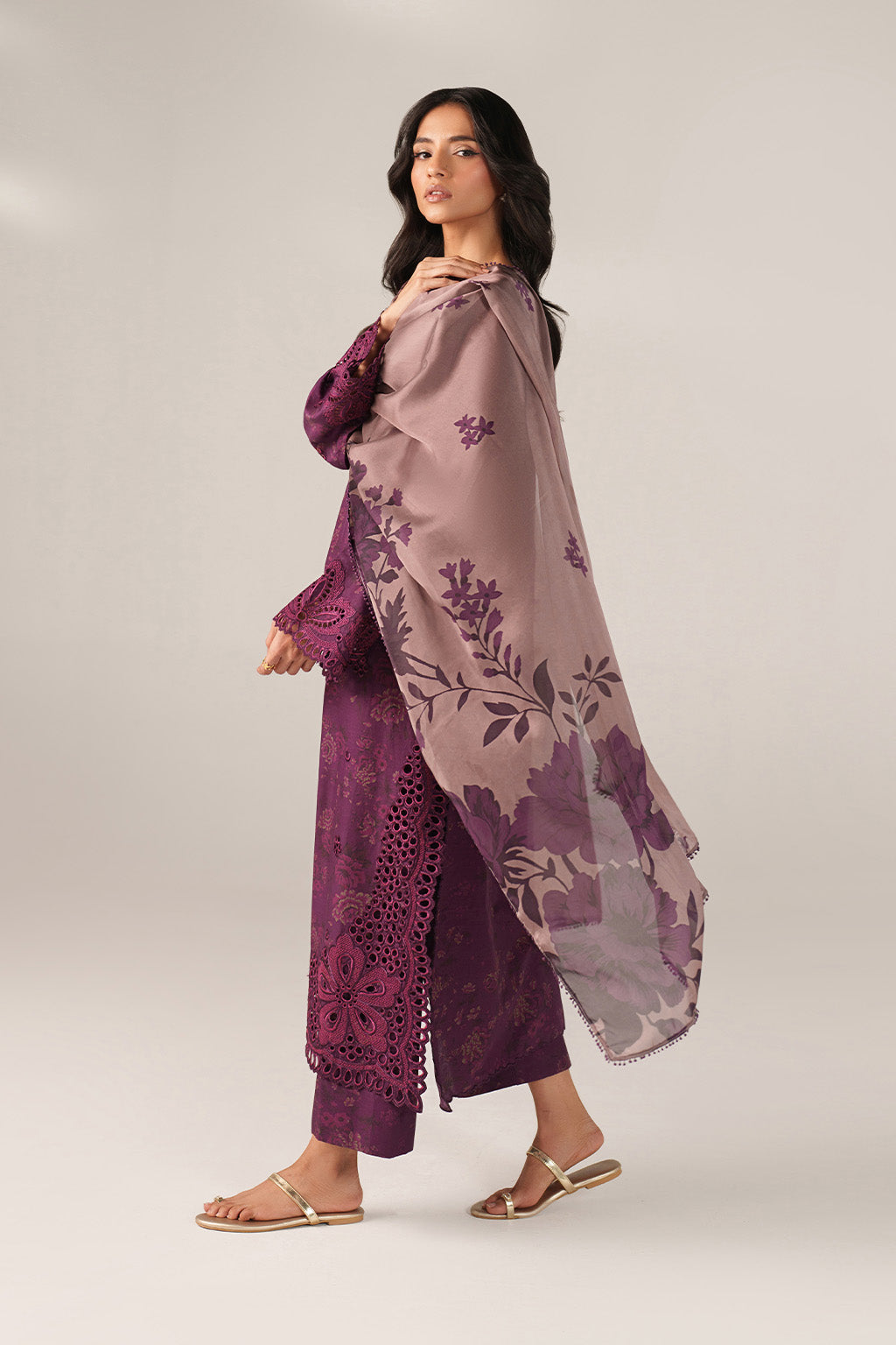 iznik purple dress Purple Plum Embroidered Lawn dress