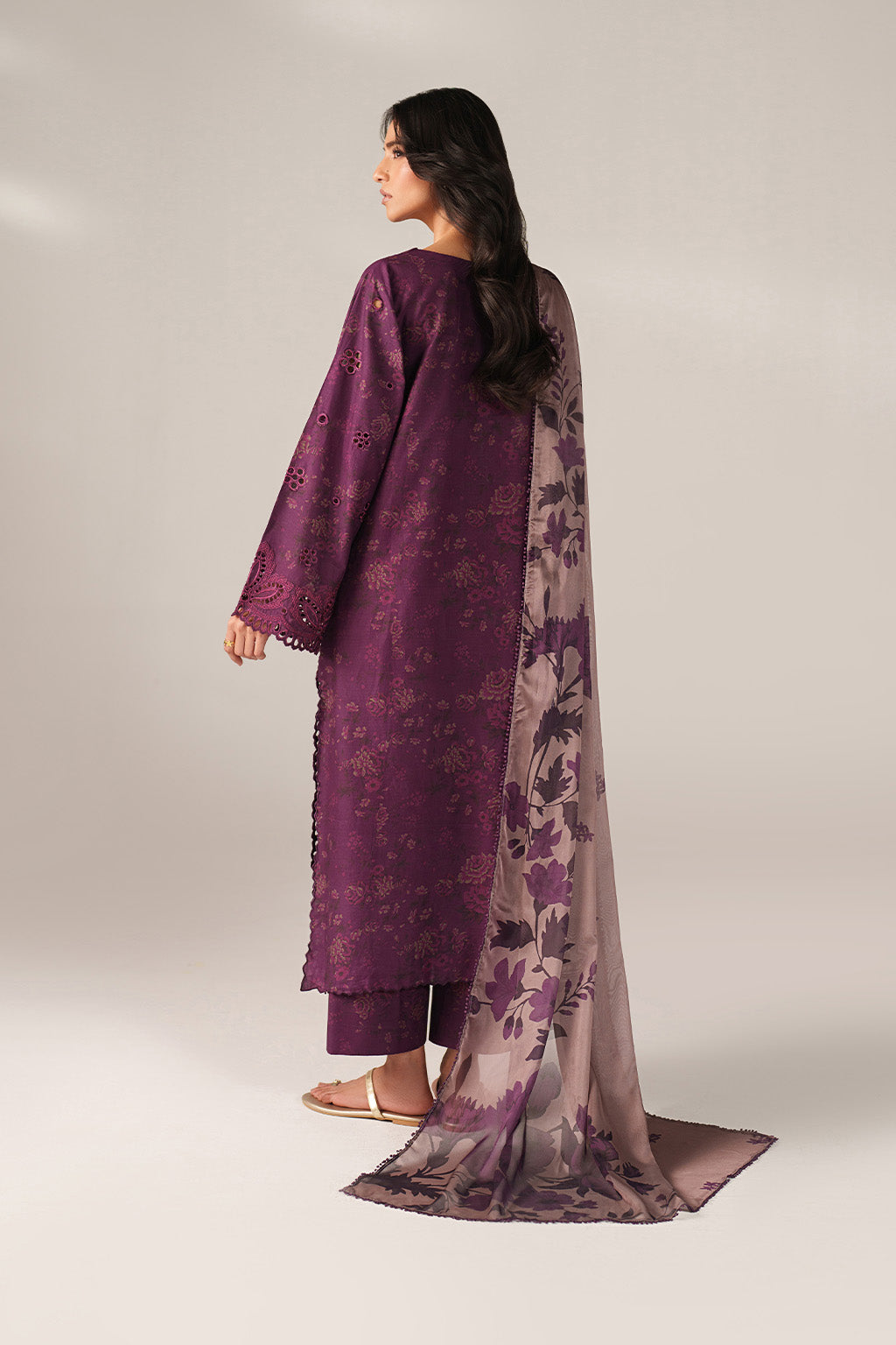 iznik purple dress Dark Purple Embroidered Lawn dress | Eid Lawn Collection