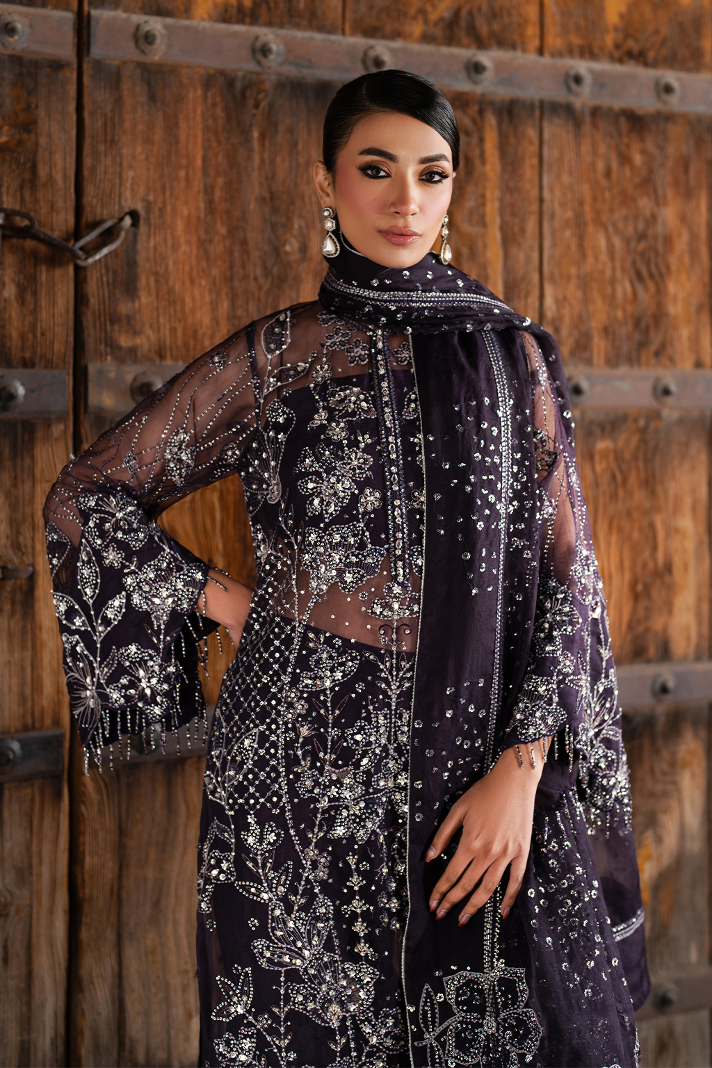 ILC-06 Embroidered Organza (Long Shirt With Azaar) - Iznik