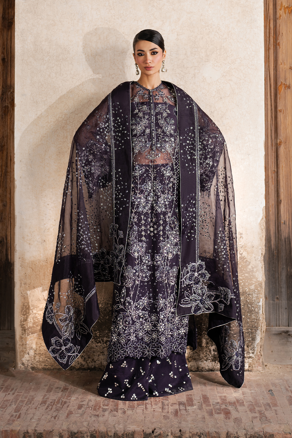 ILC-06 Embroidered Organza (Long Shirt With Azaar) - Iznik