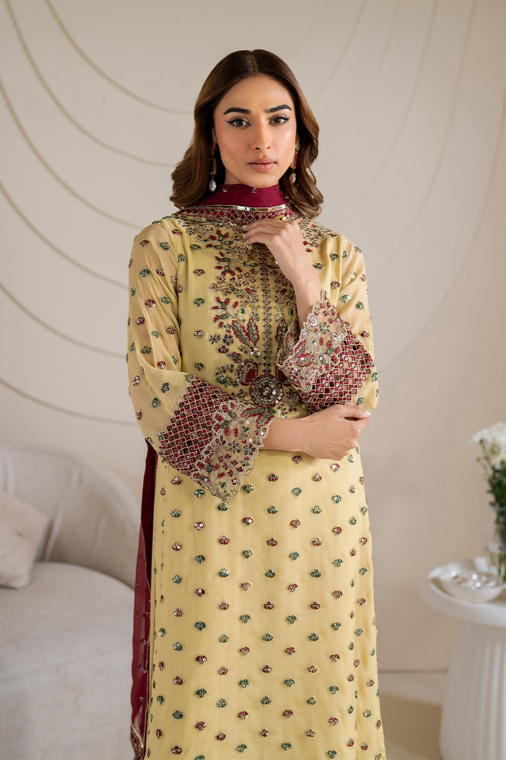 CC-61 Embroidered Chiffon - Iznik