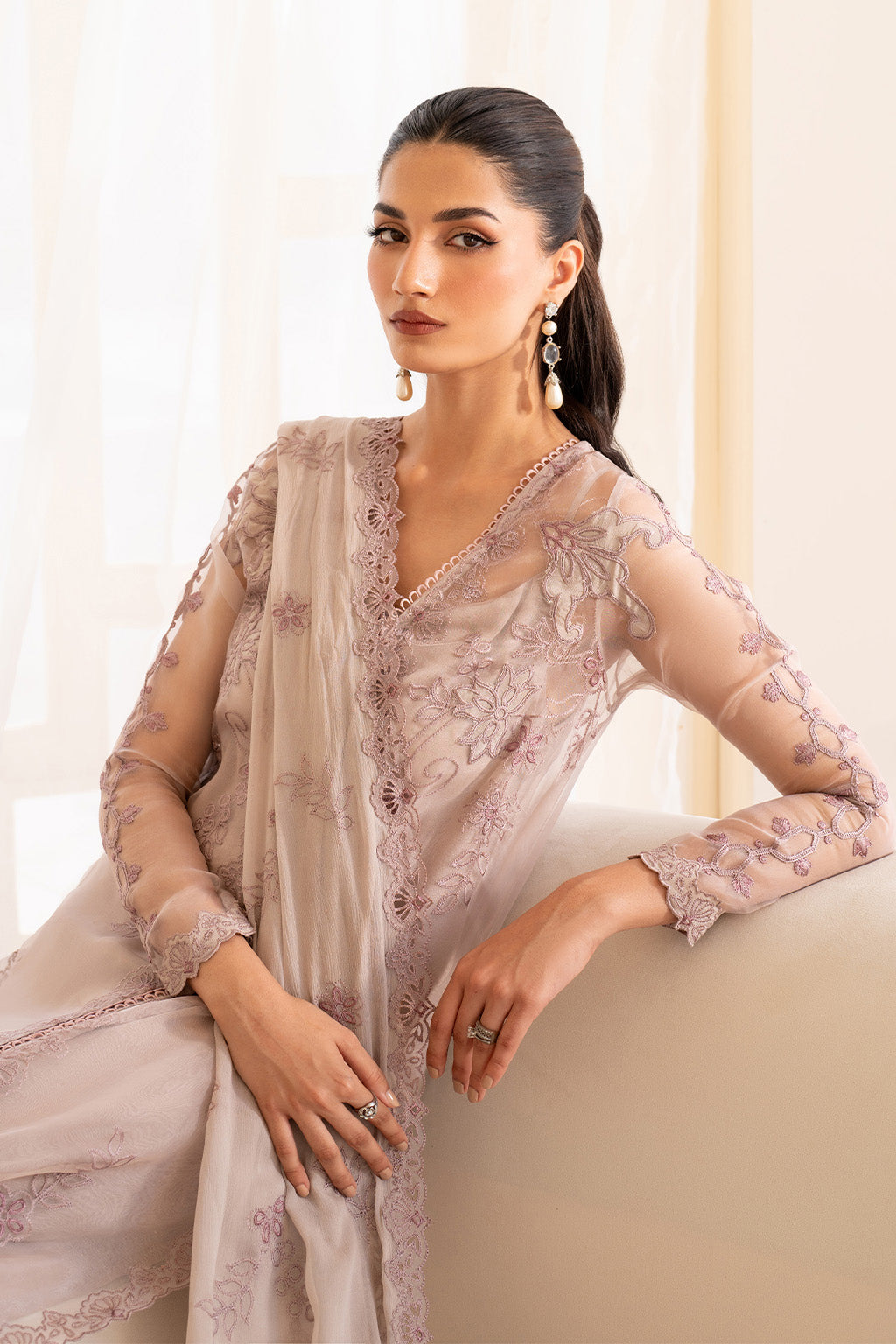 UE-437 Embroidered Pure Organza Secondary image