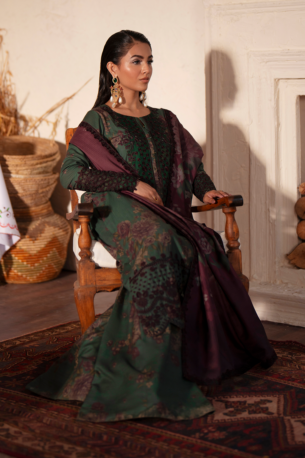 IPK-08 Embroidered Slub Khaddar - Iznik