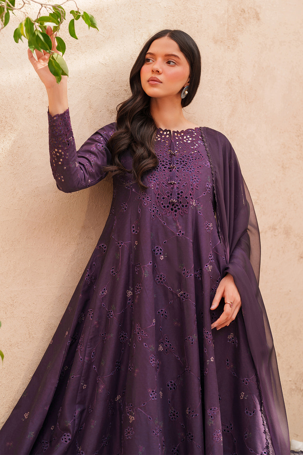 iznik purple dress Purple Embroidered Lawn dress | Iznik