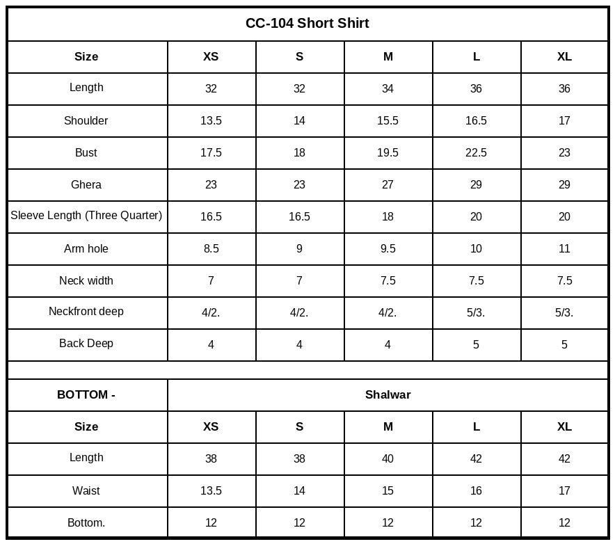 Size Chart