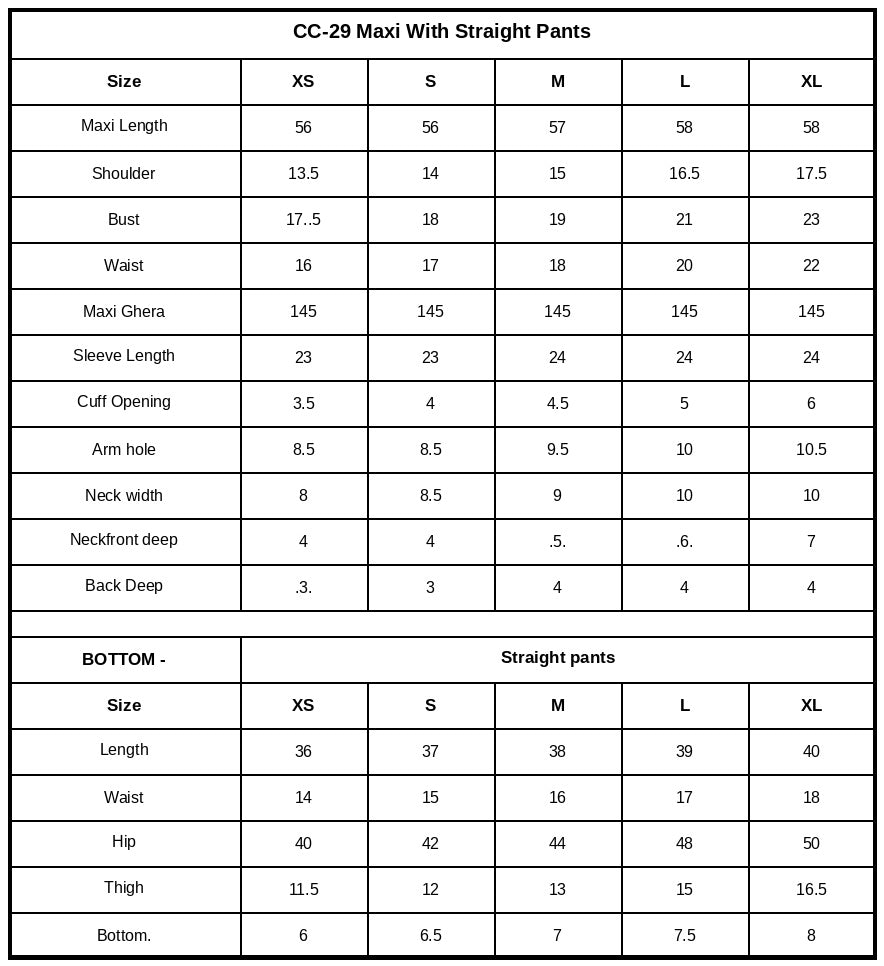 Size Chart