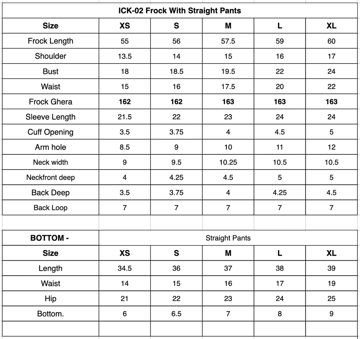 Size Chart