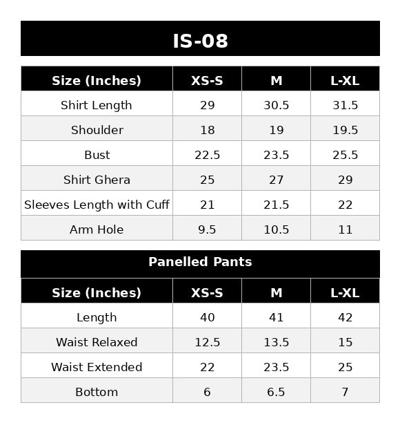 IS-08 Brun Size Chart