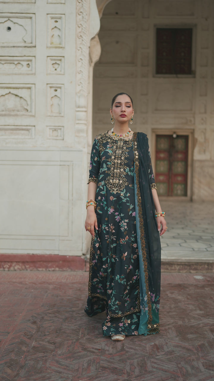 UE-317 Embroidered Raw Silk